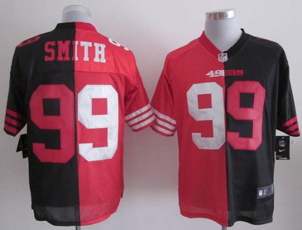 Nike San Francisco 49ers #99 Aldon Smith Black Red Split Elite NFL Jerseys Cheap