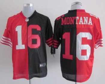 Nike San Francisco 49ers 16 Joe Montana Black-Red Split Elite NFL Jerseys Cheap