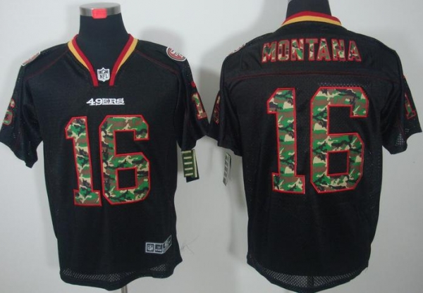 Nike San Francisco 49ers 16 Joe Montana Black Camo Fashion Elite NFL Jerseys Camo Number Cheap