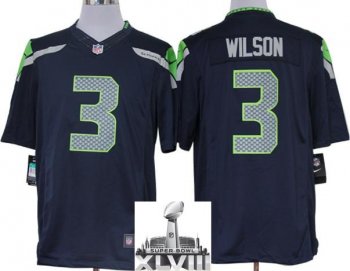 Nike Seattle Seahawks 3 Russell Wilson Blue Game LIMITED 2014 Super Bowl XLVIII NFL Jerseys Cheap