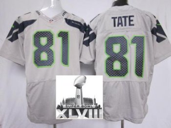 Nike Seattle Seahawks 81 Golden Tate Grey Elite 2014 Super Bowl XLVIII NFL Jerseys Cheap