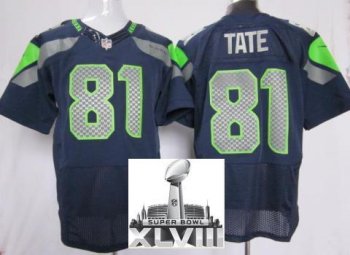 Nike Seattle Seahawks 81 Golden Tate Blue Elite 2014 Super Bowl XLVIII NFL Jerseys Cheap