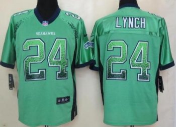 Nike Seattle Seahawks 24 Marshawn Lynch Green Drift Fashion Elite NFL Jerseys Cheap