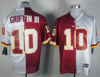 Nike Washington Redskins 10# Robert Griffin III Red White Split NFL Jerseys Cheap