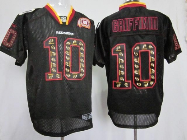 Nike Washington Redskins 10# Robert Griffin Lights Out Black Elite NFL Jerseys W 80TH Patch Cheap