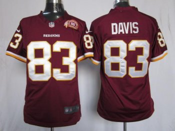 Nike Washington Redskins #83 Fred Davis Red Elite NFL Jerseys W 80th Patch Cheap