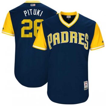 Men's San Diego Padres #26 Yangervis Solarte Pituki Majestic Navy 2017 Little League World Series Players Weekend Jersey