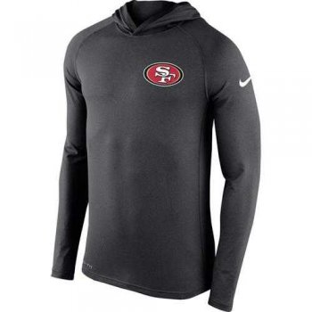 Men's San Francisco 49ers Nike Charcoal Stadium Touch Hooded Performance Long Sleeve T-Shirt