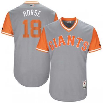 Men's San Francisco Giants #18 Matt Cain Horse Majestic Gray 2017 Little League World Series Players Weekend Jersey