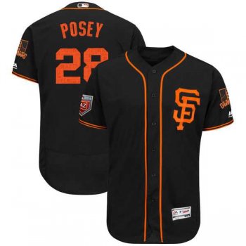 Men's San Francisco Giants #28 Buster Posey Majestic Black 2018 Spring Training Flex Base Player Jersey