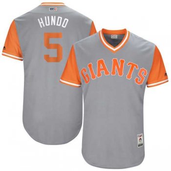 Men's San Francisco Giants #5 Nick Hundley Hundo Majestic Gray 2017 Little League World Series Players Weekend Jersey