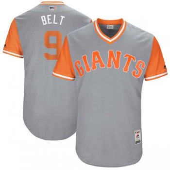 Men's San Francisco Giants #9 Brandon Belt Belt Majestic Gray 2017 Little League World Series Players Weekend Jersey