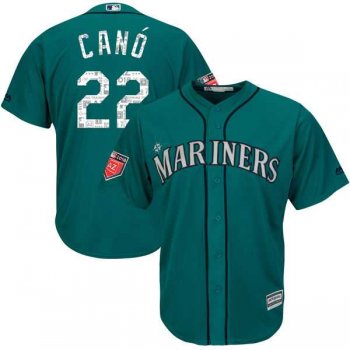 Men's Seattle Mariners #22 Robinson Cano Majestic Aqua 2018 Spring Training Cool Base Player Jersey