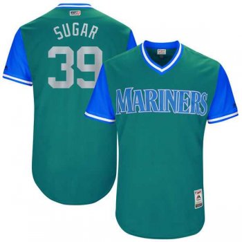 Men's Seattle Mariners #39 Edwin Diaz Sugar Majestic Aqua 2017 Little League World Series Players Weekend Jersey