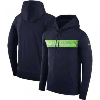 Men's Seattle Seahawks Nike College Navy Sideline Team Performance Pullover Hoodie