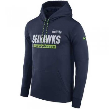 Men's Seattle Seahawks Nike Navy Sideline ThermaFit Performance PO Hoodie