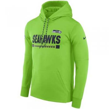 Men's Seattle Seahawks Nike Neon Green Sideline ThermaFit Performance PO Hoodie