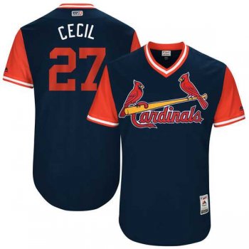 Men's St. Louis Cardinals #27 Brett Cecil Cecil Majestic Navy 2017 Little League World Series Players Weekend Jersey