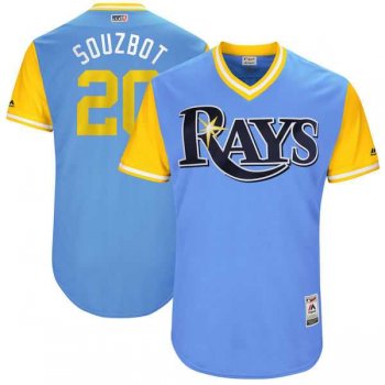 Men's Tampa Bay Rays #20 Steven Souza Jr. Souzbot Majestic Light Blue 2017 Little League World Series Players Weekend Jersey