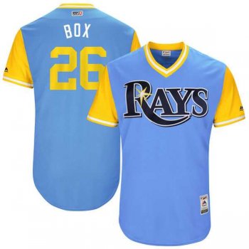 Men's Tampa Bay Rays #26 Brad Boxberger Box Majestic Light Blue 2017 Little League World Series Players Weekend Jersey