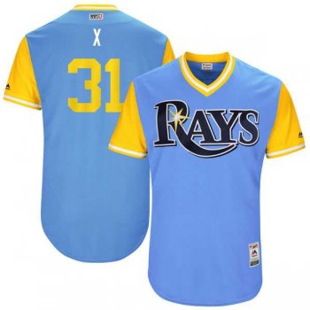 Men's Tampa Bay Rays #31 Xavier Cedeno X Majestic Light Blue 2017 Little League World Series Players Weekend Jersey