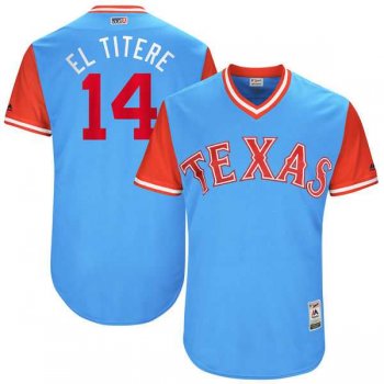 Men's Texas Rangers #14 Carlos Gomez El Titere Majestic Light Blue 2017 Little League World Series Players Weekend Jersey