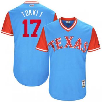 Men's Texas Rangers #17 Shin-Soo Choo Tokki 1 Majestic Light Blue 2017 Little League World Series Players Weekend Jersey