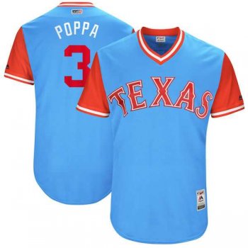 Men's Texas Rangers #3 Delino DeShields Poppa Majestic Light Blue 2017 Little League World Series Players Weekend Jersey