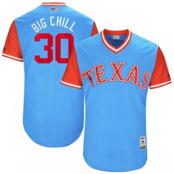 Men's Texas Rangers #30 Nomar Mazara Big Chill Majestic Light Blue 2017 Little League World Series Players Weekend Jersey