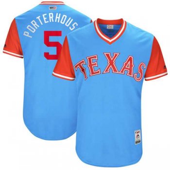 Men's Texas Rangers #5 Mike Napoli Porterhouse Majestic Light Blue 2017 Little League World Series Players Weekend Jersey