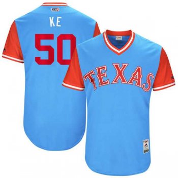 Men's Texas Rangers #50 Keone Kela Ke Majestic Light Blue 2017 Little League World Series Players Weekend Jersey