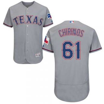 Men's Texas Rangers #61 Robinson Chirinos Grey Flexbase Authentic Collection Stitched MLB