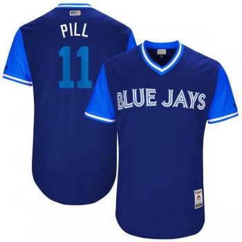 Men's Toronto Blue Jays #11 Kevin Pillar Pill Majestic Royal 2017 Little League World Series Players Weekend Jersey