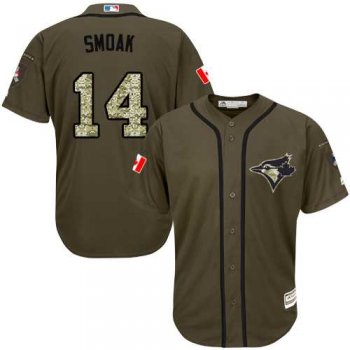 Men's Toronto Blue Jays #14 Justin Smoak Green Salute to Service Stitched MLB Jersey