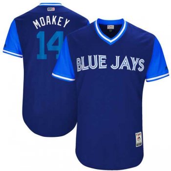 Men's Toronto Blue Jays #14 Justin Smoak Moakey Majestic Royal 2017 Little League World Series Players Weekend Jersey