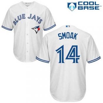 Men's Toronto Blue Jays #14 Justin Smoak White Home MLB Stitched Jersey