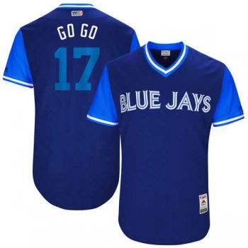 Men's Toronto Blue Jays #17 Ryan Goins Go Go Majestic Royal 2017 Little League World Series Players Weekend Jersey