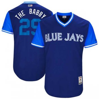 Men's Toronto Blue Jays #29 Devon Travis The Babby Majestic Royal 2017 Little League World Series Players Weekend Jersey