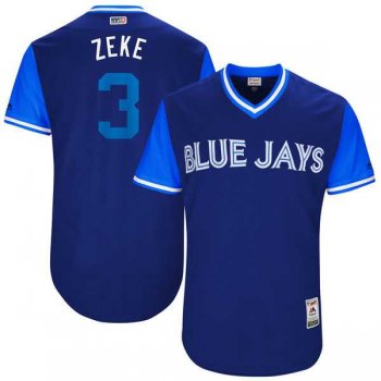 Men's Toronto Blue Jays #3 Ezequiel Carrera Zeke Majestic Royal 2017 Little League World Series Players Weekend Jersey