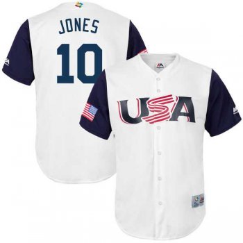 Men's USA Baseball #10 Adam Jones Majestic White 2017 World Baseball Classic Jersey