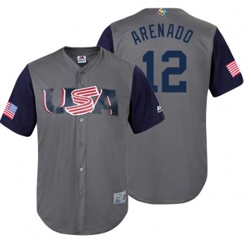 Men's USA Baseball #12 Nolan Arenado 2017 World Baseball Classic Jersey