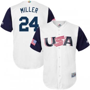 Men's USA Baseball #24 Andrew Miller Majestic White 2017 World Baseball Classic Jersey