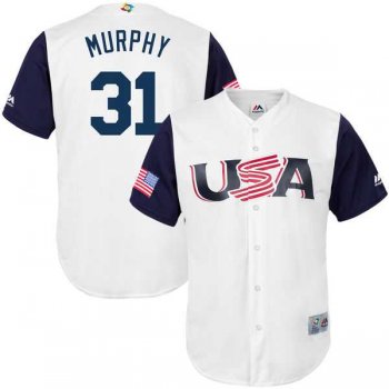 Men's USA Baseball #31 Daniel Murphy Majestic White 2017 World Baseball Classic Jersey