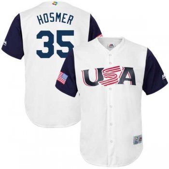 Men's USA Baseball #35 Eric Hosmer Majestic White 2017 World Baseball Classic Jersey