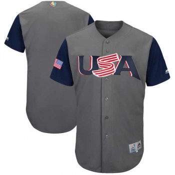 Men's USA Baseball Blank Majestic Gray 2017 World Baseball Classic Authentic Team Jersey