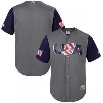 Men's USA Baseball Blank Majestic Gray 2017 World Baseball Classic Team Jersey