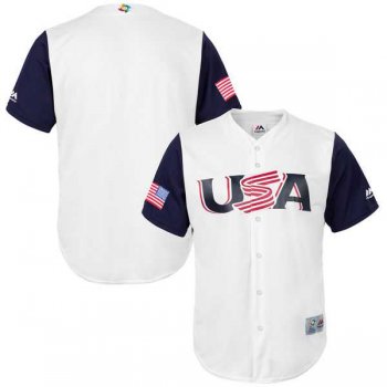 Men's USA Baseball Blank Majestic White 2017 World Baseball Classic Team Jersey