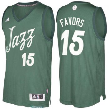 Men's Utah Jazz #15 Derrick Favors Green 2016 Christmas Day NBA Swingman Jersey