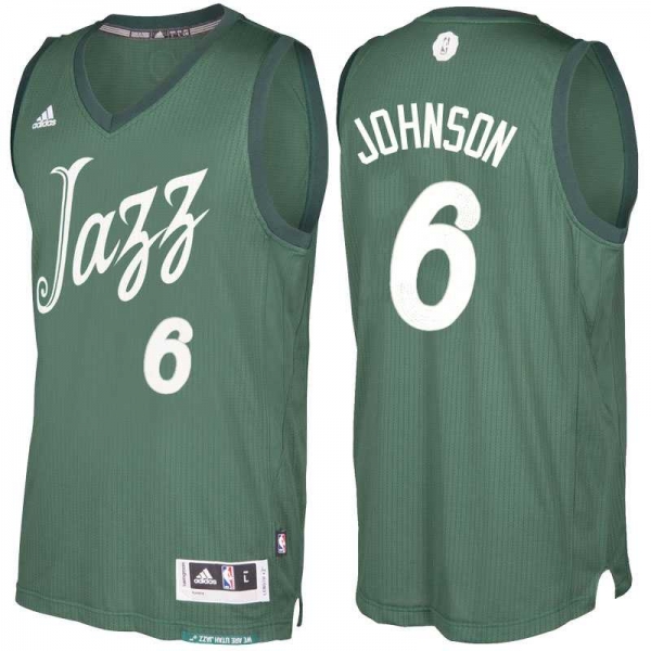 Men's Utah Jazz #6 Joe Johnson Green 2016 Christmas Day NBA Swingman Jersey