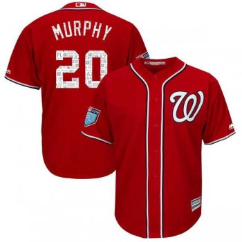 Men's Washington Nationals #20 Daniel Murphy Majestic Scarlet 2018 Spring Training Cool Base Player Jersey